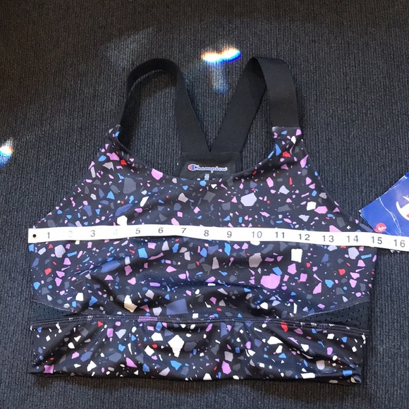 NWT Champion Wicking Anti-Odor Racer Back Black w/Multi- Colors Sports Bra-M - Picture 10 of 11